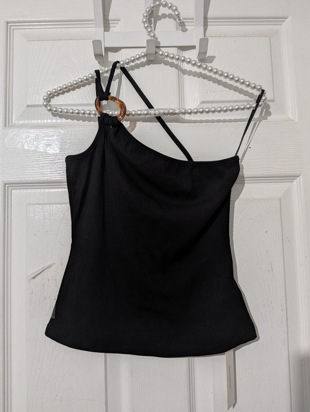 Commense Ring Detail One Shoulder Ribbed Top - Picture 14 of 14